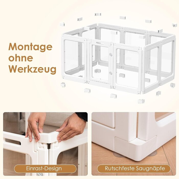 Transparentes Hundegehege, 60 cm hoch, 10-tlg., wit, 30% Rabatt