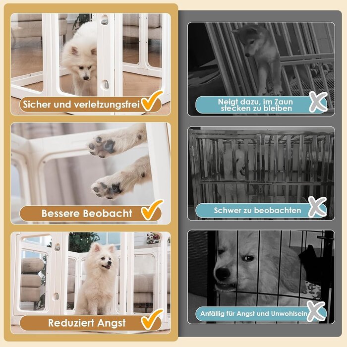 Transparentes Hundegehege, 60 cm hoch, 10-tlg., wit, 30% Rabatt