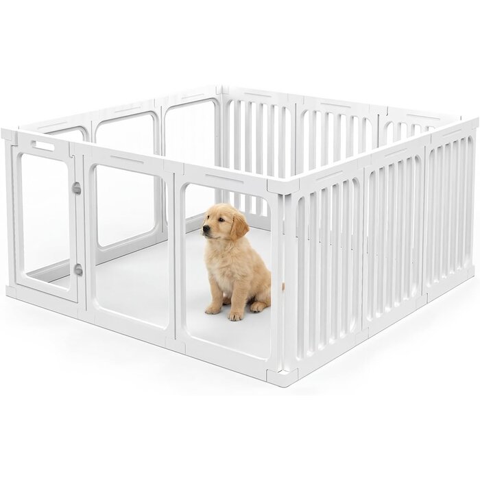 Transparentes Hundegehege, 60 cm hoch, 10-tlg., wit, 30% Rabatt