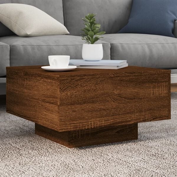 Couchtisch mit LED-Beleuchtung Eichenoptik 55x55 cm - 33% Rabatt