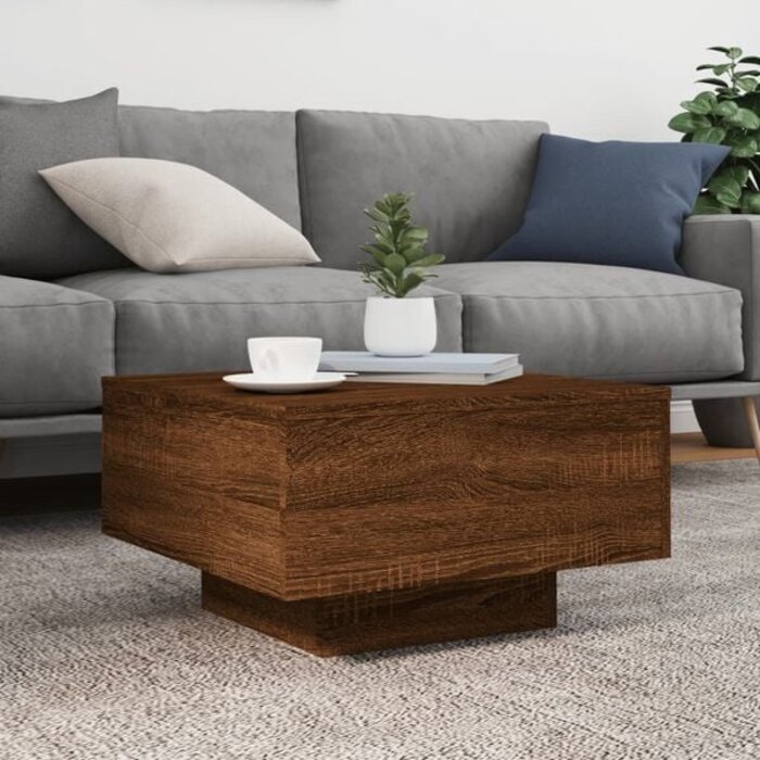 Couchtisch mit LED-Beleuchtung Eichenoptik 55x55 cm - 33% Rabatt