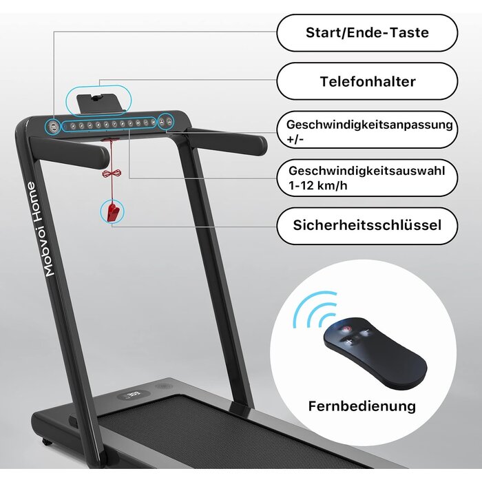 Klappbares Laufband 78x133 cm, Schwarz, 35% Rabatt