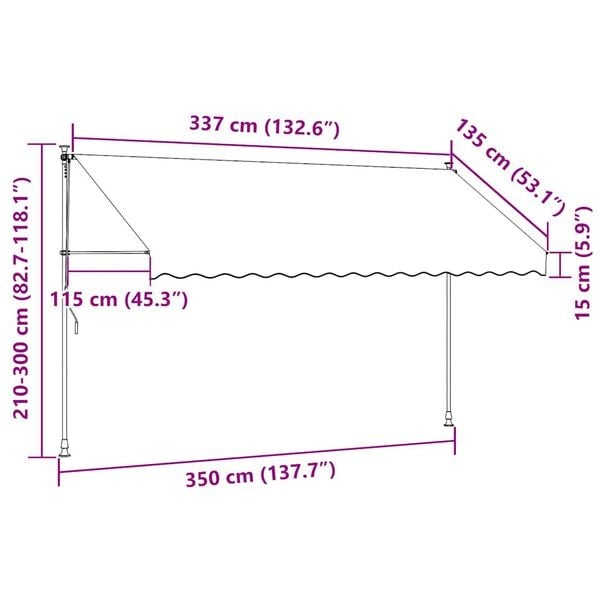 Manuelle Markise 350 cm Creme - 34% Rabatt - Ausgepackt