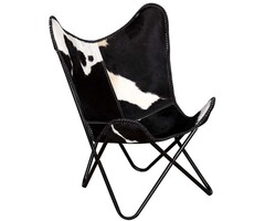 Vidaxl Schmetterlingsstuhl Rindsleder Schwarz/Weiß - 41% Rabatt