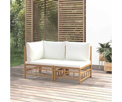 Vidaxl Bambus Loungeset 2-teilig mit Kissen in Cremeweiß - 35% Rabatt