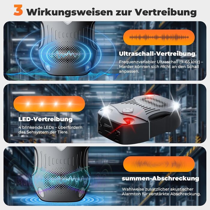 Marderabwehr 80 m² Ultraschall & Alarm schwarz S - 26% Rabatt