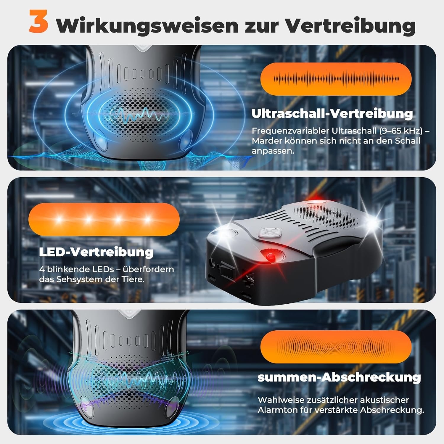 Marderabwehr 80 m² Ultraschall & Alarm schwarz S - 26% Rabatt