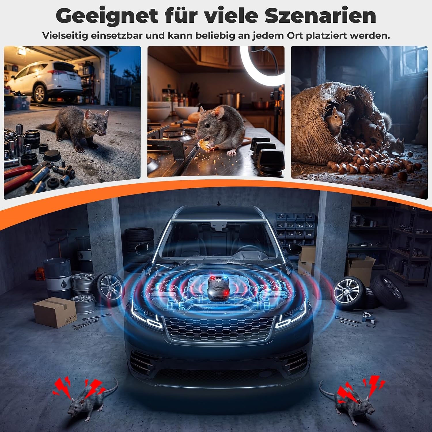 Marderabwehr 80 m² Ultraschall & Alarm schwarz S - 26% Rabatt