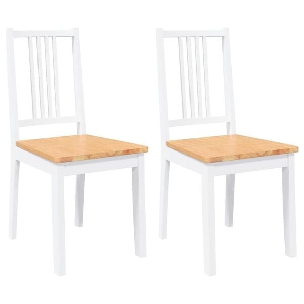 2 Esszimmerstühle Gummibaumholz Weiß/Natur - 34% Rabatt