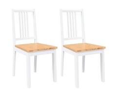 Vidaxl Esszimmerstühle aus Gummibaumholz, 2er-Set, Weiß/Natur - 40% Rabatt
