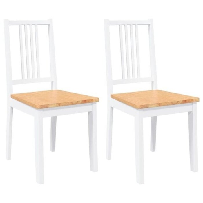 2 Esszimmerstühle Gummibaumholz Weiß/Natur - 34% Rabatt