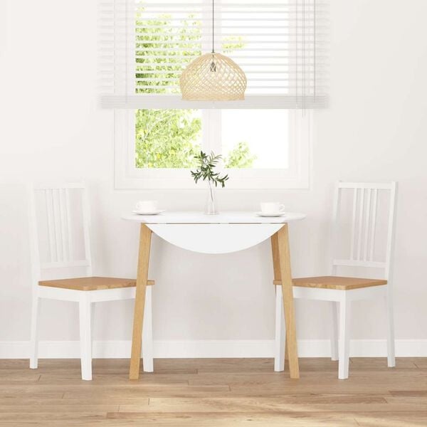2 Esszimmerstühle Gummibaumholz Weiß/Natur - 34% Rabatt