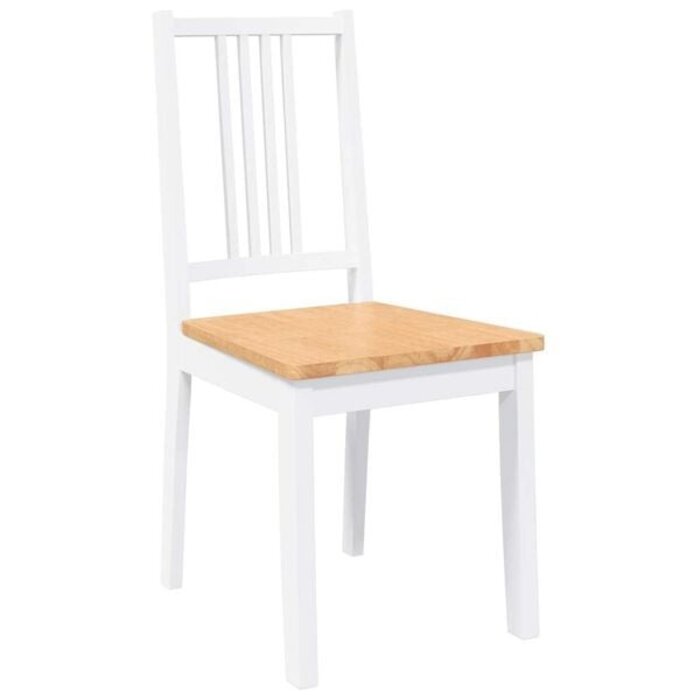 2 Esszimmerstühle Gummibaumholz Weiß/Natur - 34% Rabatt