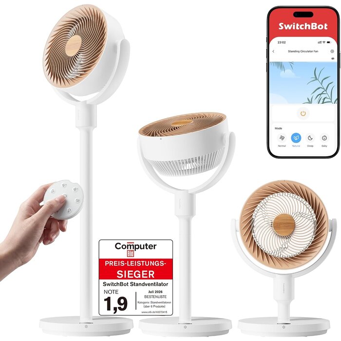 Intelligenter Bodenventilator, RGB-Licht, Weiß mit Beige - 34% Rabatt