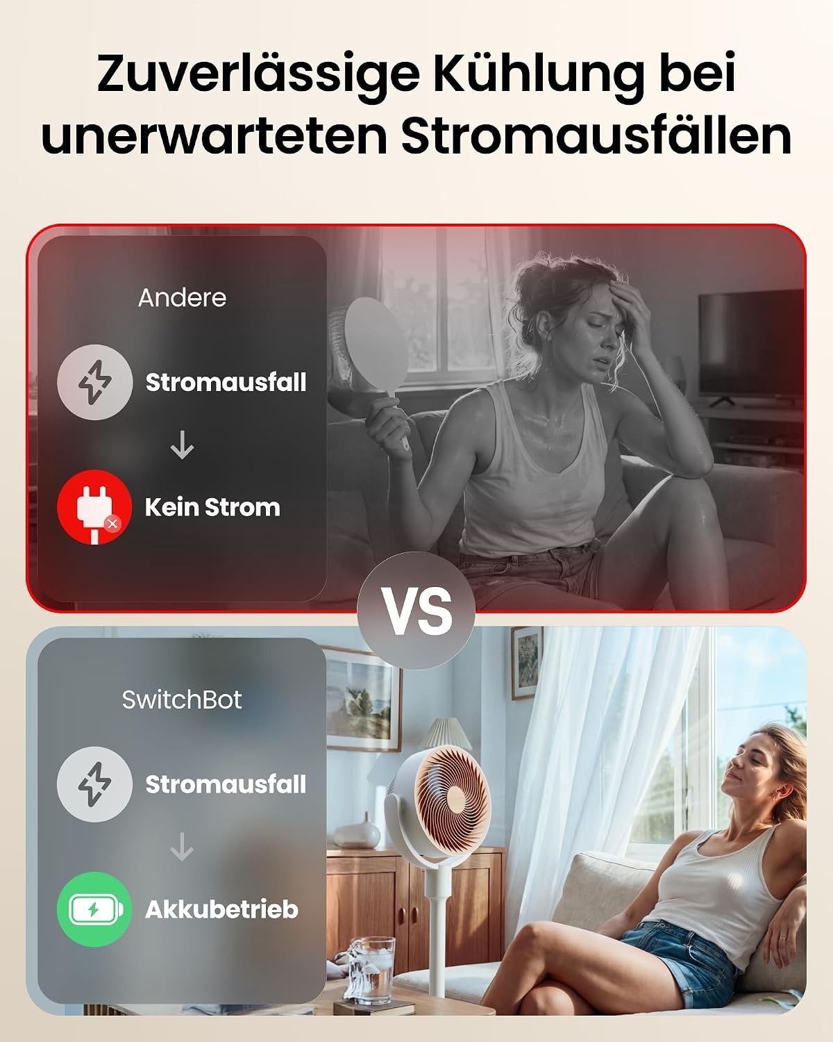 Intelligenter Bodenventilator, RGB-Licht, Weiß mit Beige - 34% Rabatt