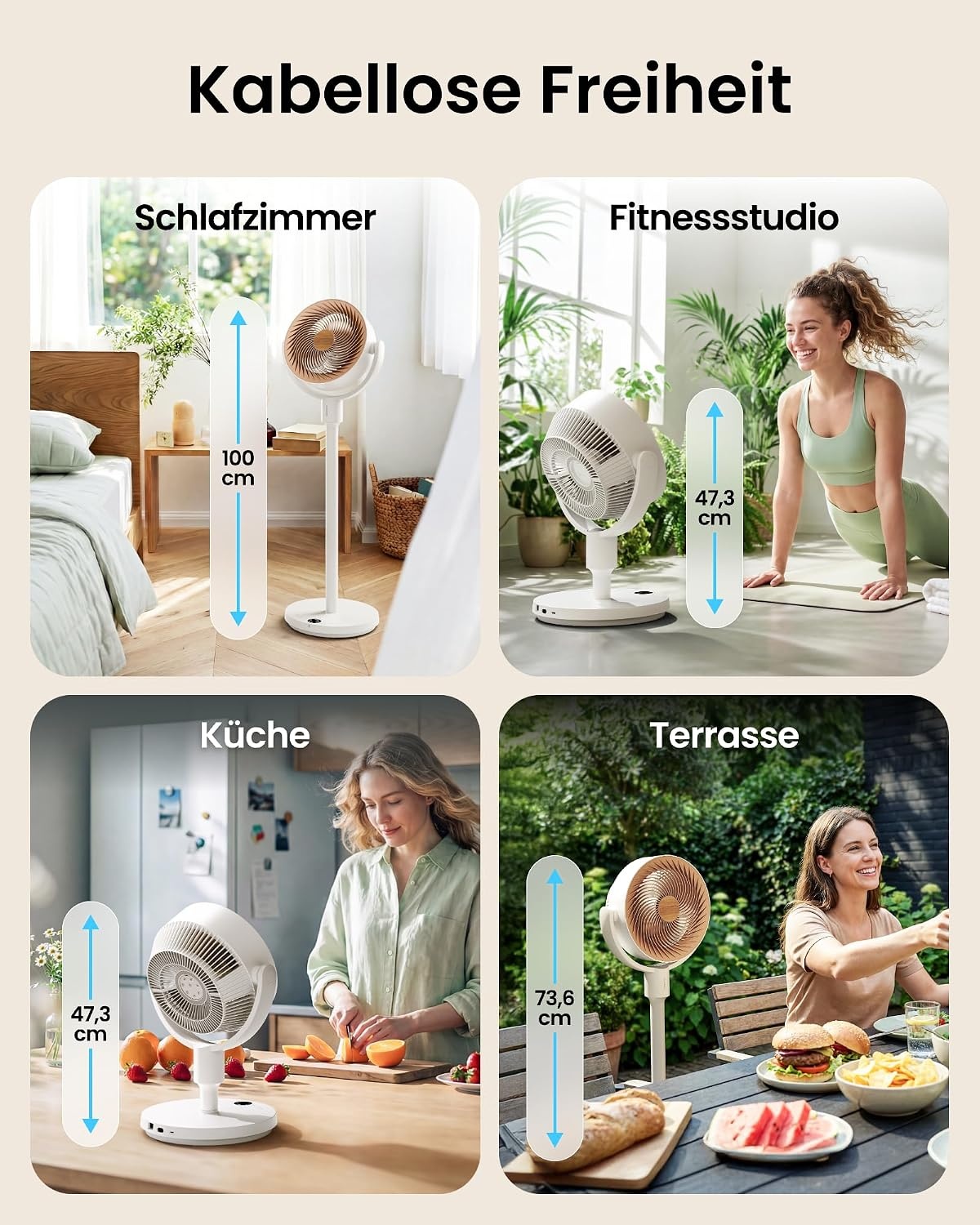 Intelligenter Bodenventilator, RGB-Licht, Weiß mit Beige - 34% Rabatt