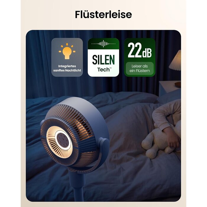 Intelligenter Bodenventilator, RGB-Licht, Weiß mit Beige - 34% Rabatt