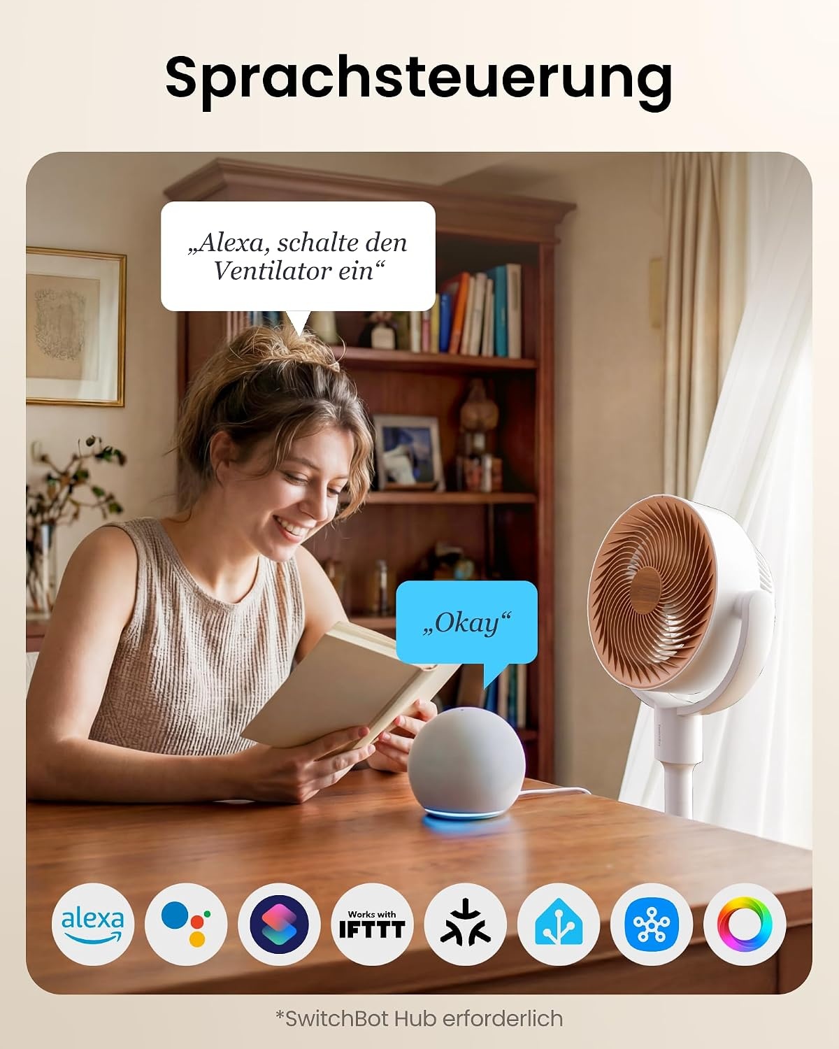 Intelligenter Bodenventilator, RGB-Licht, Weiß mit Beige - 34% Rabatt