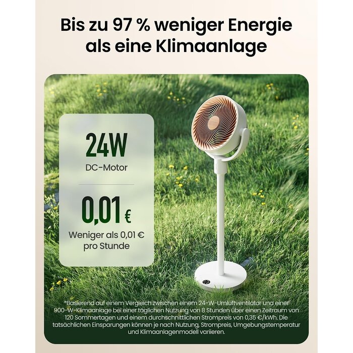 Intelligenter Bodenventilator, RGB-Licht, Weiß mit Beige - 34% Rabatt