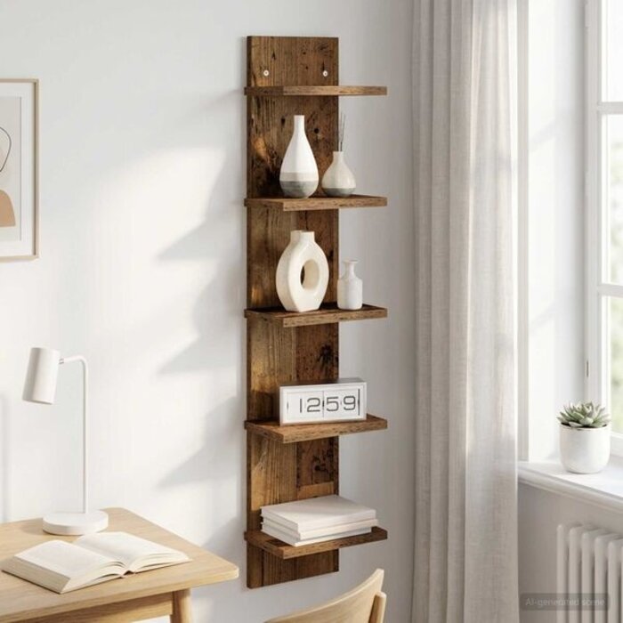 Wandregal in Altholz-Optik 100x15x22 cm - 32% Rabatt
