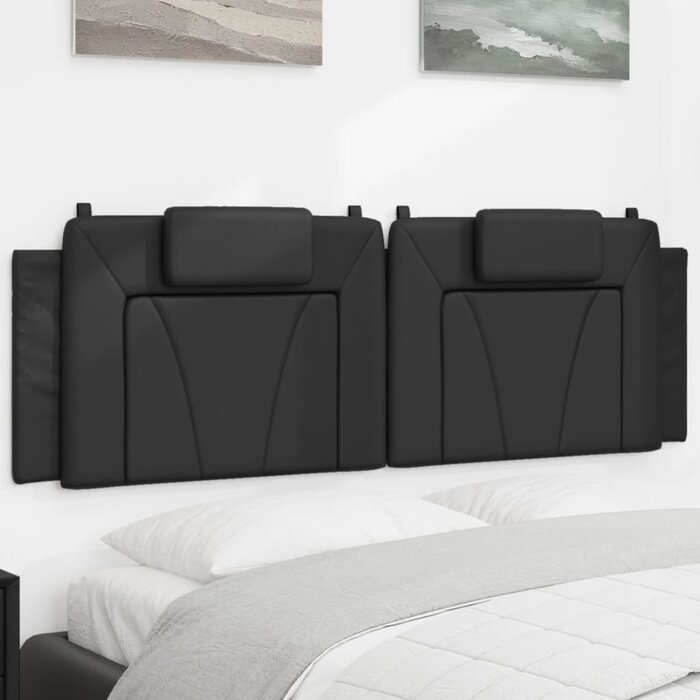 Bett-Kopfkissen 160 cm, Kunstleder Schwarz, 33% Rabatt