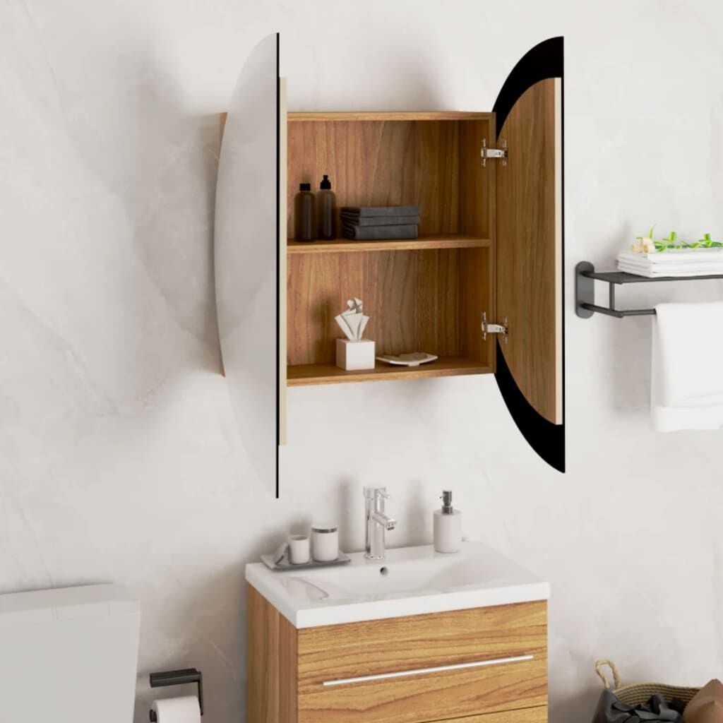 Badezimmerschrank mit LED-Spiegel Eiche - 30% Rabatt