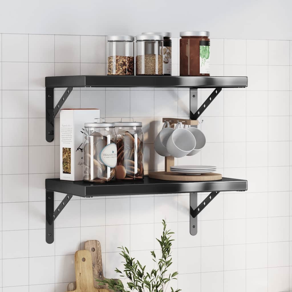 Vidaxl Wandregal 2er Set 50x30 cm Schwarz Edelstahl - 33% Rabatt