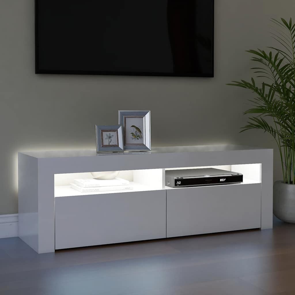 TV-Board mit LED-Beleuchtung Weiß 120cm - 34% Rabatt