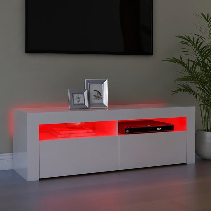 TV-Board mit LED-Beleuchtung Weiß 120cm - 34% Rabatt