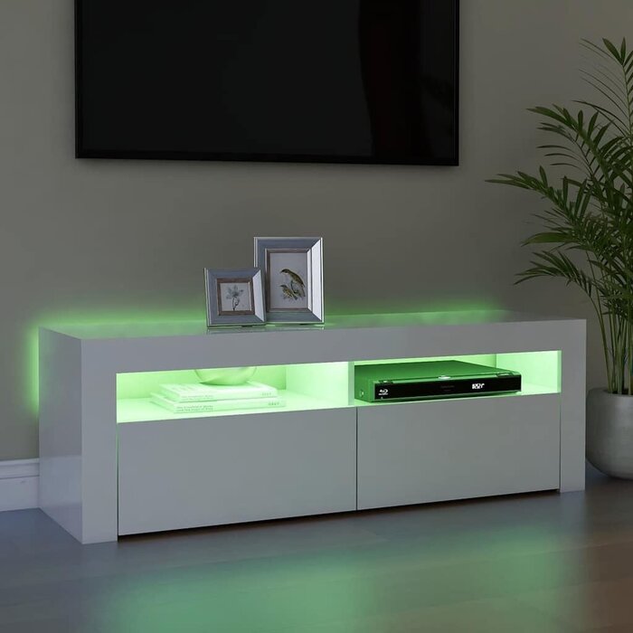TV-Board mit LED-Beleuchtung Weiß 120cm - 34% Rabatt