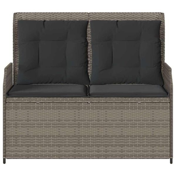 Verstellbare Gartenbank Poly-Rattan Grau mit Kissen - 34% Rabatt
