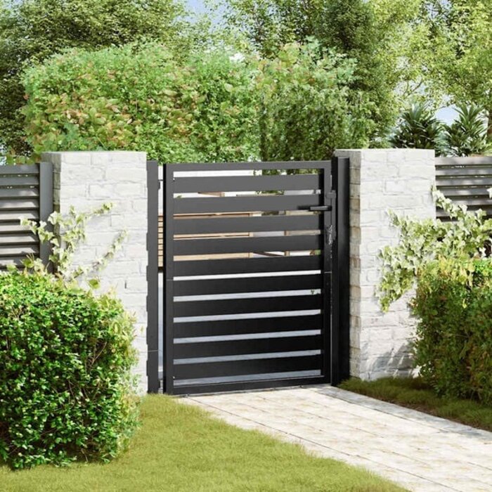 Gartentor Aluminium 100x100 cm Schwarz - 35% Rabatt