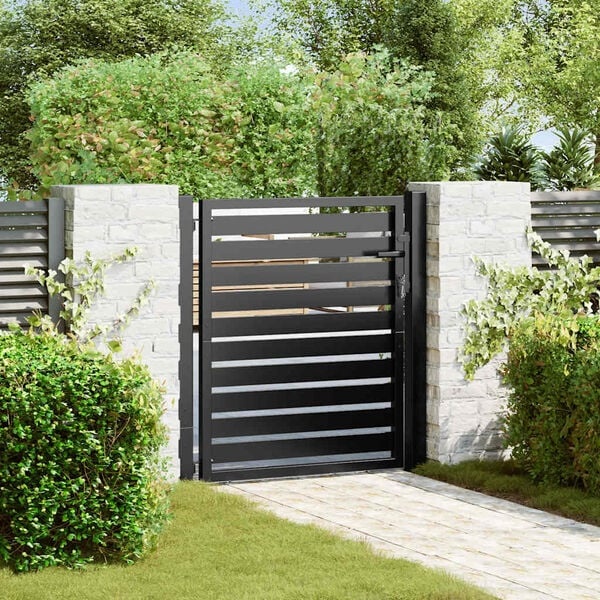 Gartentor Aluminium 100x100 cm Schwarz - 35% Rabatt