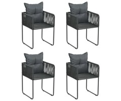Vidaxl 4er Set Gartenstühle aus Poly-Rattan Schwarz - 41% Rabatt
