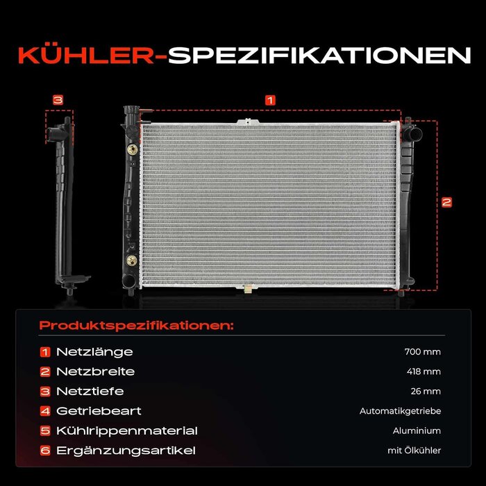 Wasserkühler für Kia Carnival 2.5L Automatik Chrom Größe M - 35% Rabatt