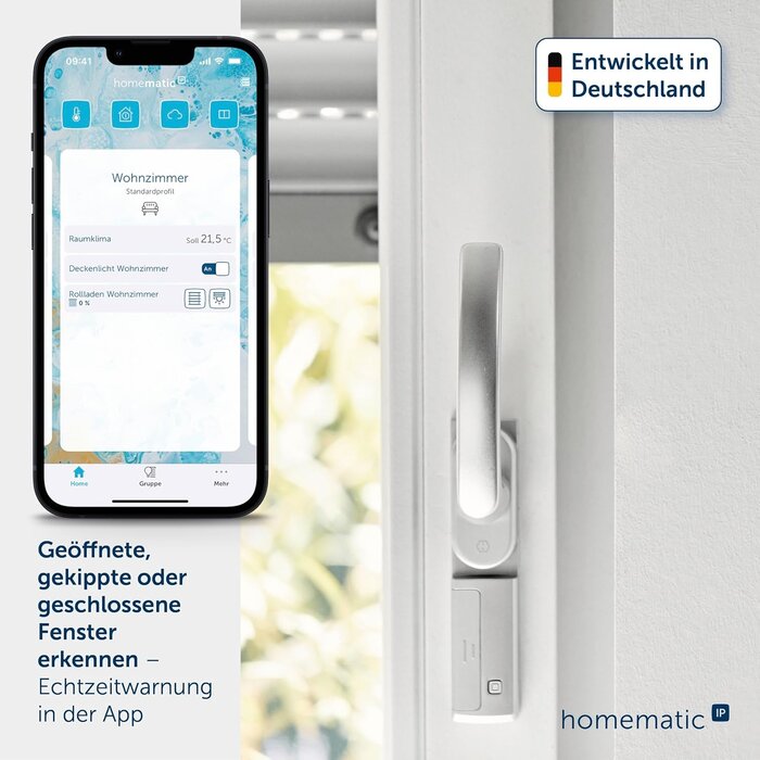 Fenstergriff-Sensor Smart Home, grau/weiß, Größe S - 28% Rabatt