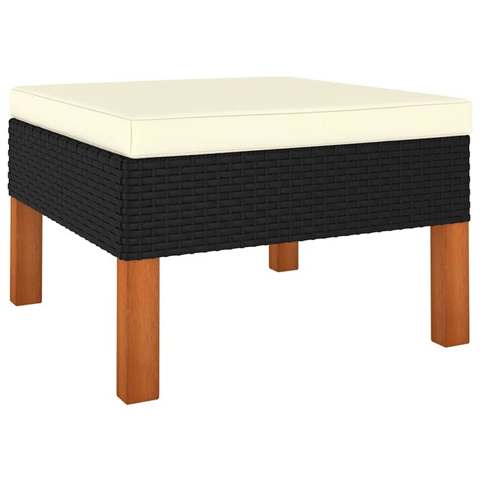 Fußhocker aus Rattan & Eukalyptusholz Schwarz 60x60cm - 31% Rabatt