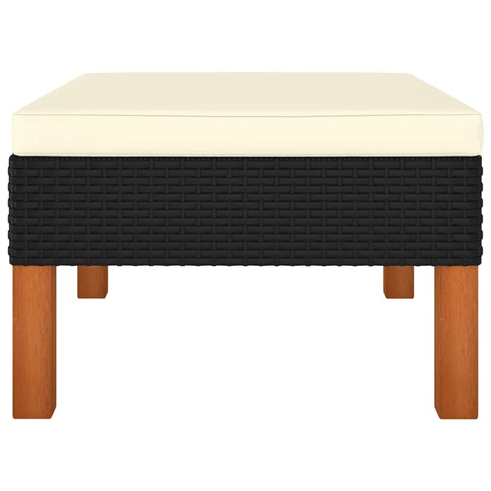 Fußhocker aus Rattan & Eukalyptusholz Schwarz 60x60cm - 31% Rabatt