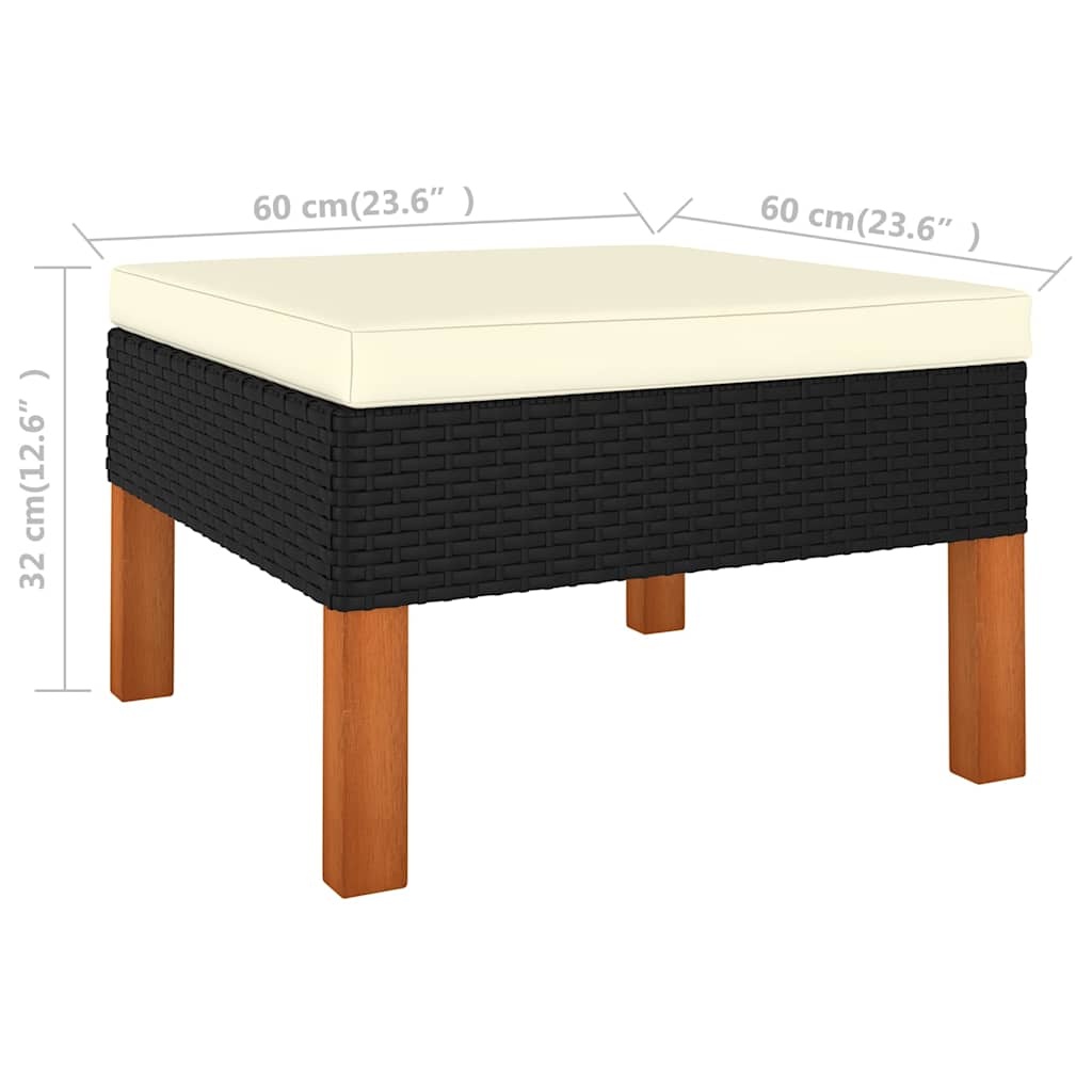 Fußhocker aus Rattan & Eukalyptusholz Schwarz 60x60cm - 31% Rabatt