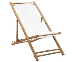 Vidaxl Bambus-Terrassenstuhl, weiß, klappbar - 39% Rabatt