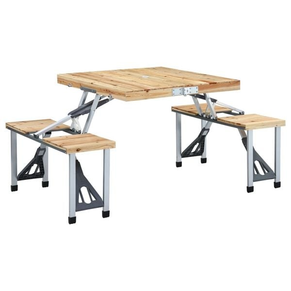 Vidaxl Klappbarer Campingtisch mit 4 Sitzen - 34% Rabatt - Silber