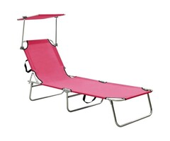 Vidaxl Klappbare Gartenliege Magenta mit Sonnendach - 39% Rabatt