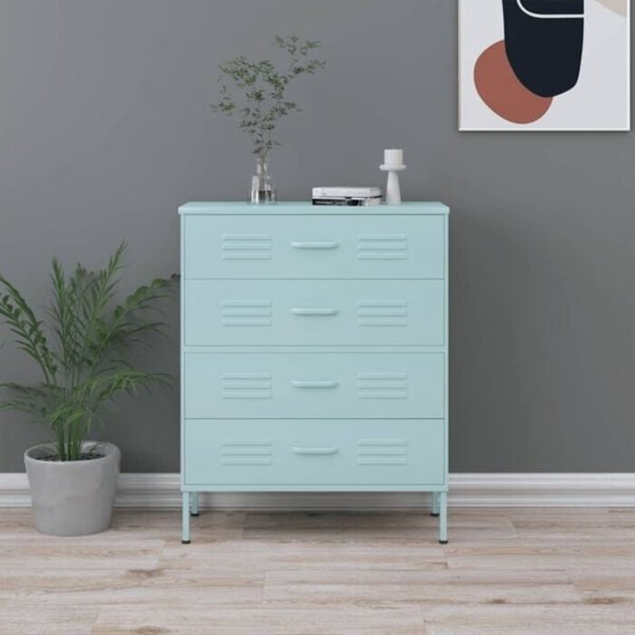 Vidaxl Schubladenkommode Stahl mint 80x35x101,5cm - 35% Rabatt