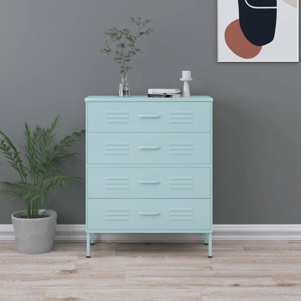 Vidaxl Schubladenkommode Stahl mint 80x35x101,5cm - 35% Rabatt