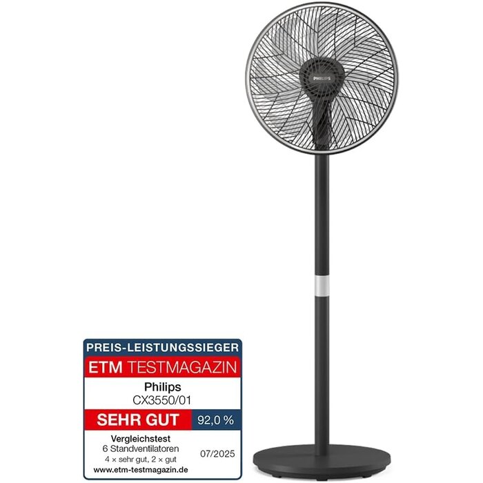Standventilator 2-in-1, 19 dB, App-Steuerung, Schwarz - 34% Rabatt