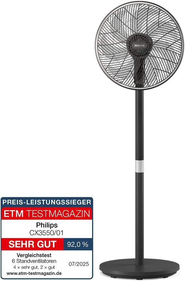 Standventilator 2-in-1, 19 dB, App-Steuerung, Schwarz - 34% Rabatt