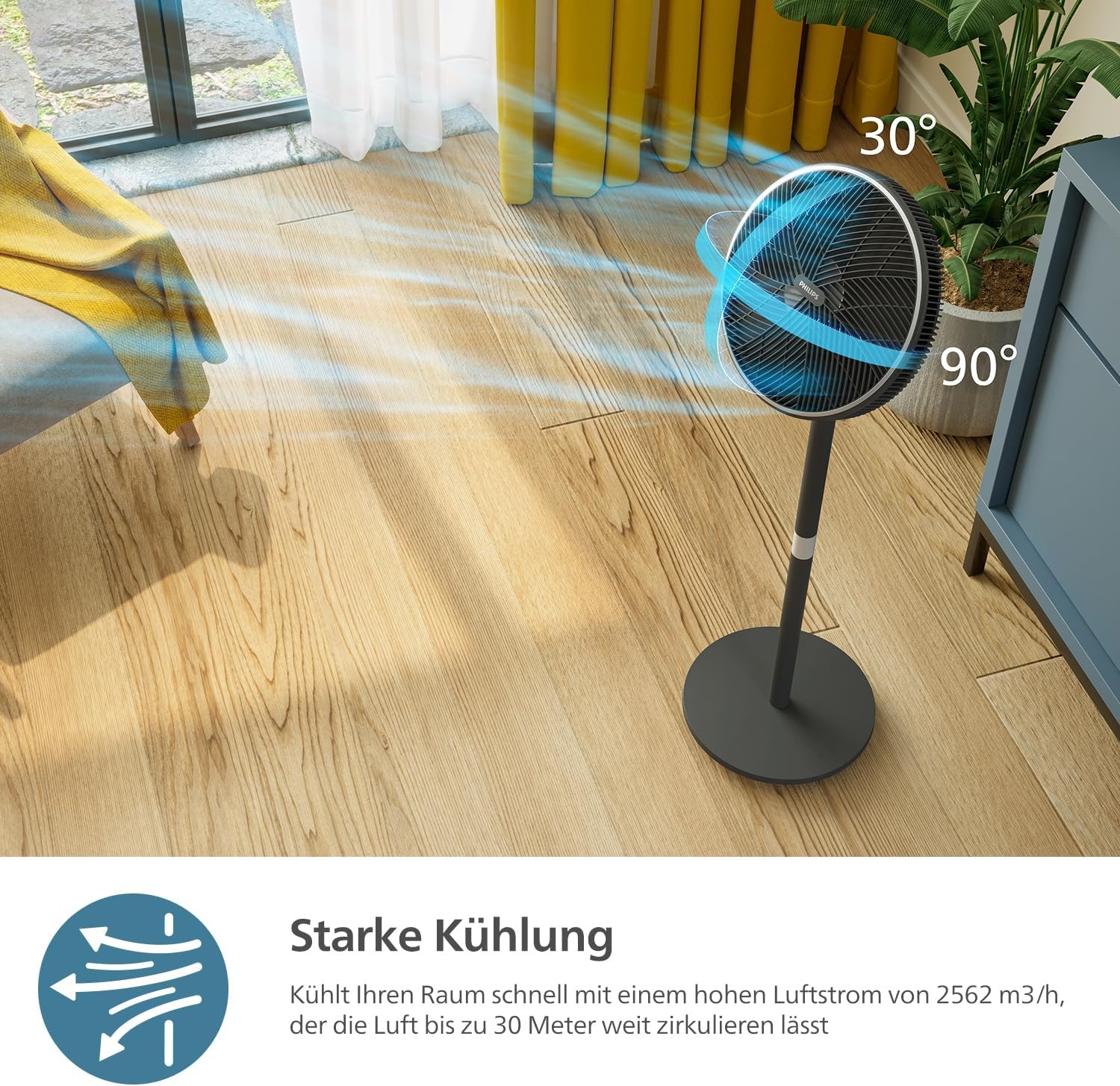 Standventilator 2-in-1, 19 dB, App-Steuerung, Schwarz - 34% Rabatt