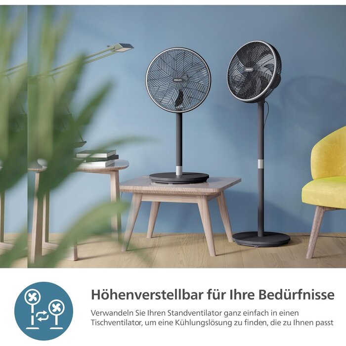 Standventilator 2-in-1, 19 dB, App-Steuerung, Schwarz - 34% Rabatt
