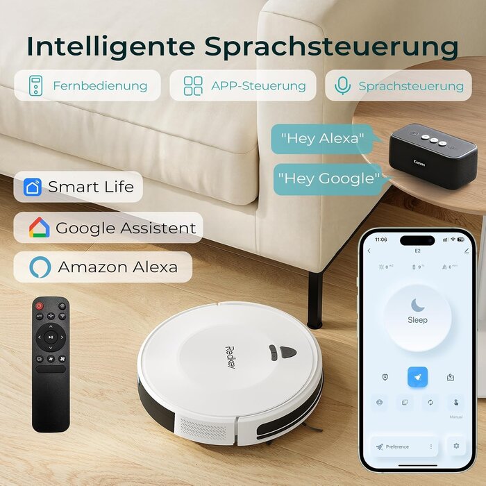 Saugroboter E6 Weiß, 3800Pa, 7,5cm flach - 34% Rabatt auf Auspackware