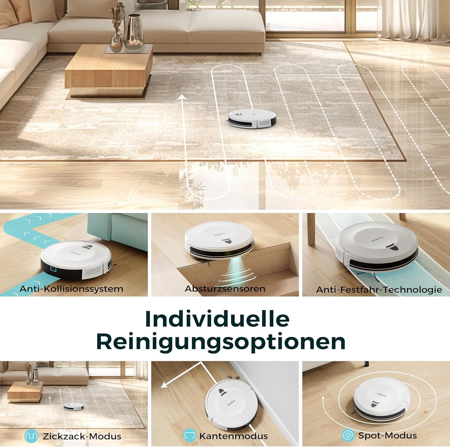Saugroboter E6 Weiß, 3800Pa, 7,5cm flach - 34% Rabatt auf Auspackware
